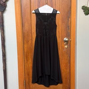 H&M Black High-Low sheer and embroidered Midi Dress (Small)